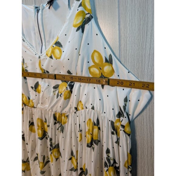 Torrid Black & White Polka Dot Lemons Flowy Summer Zip Back Tank Top Size 3X - Picture 5 of 6